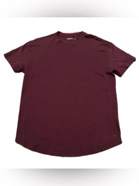 Abercrombie & Fitch Curved Hem Tee Soft AF Essentials Relaxed Large Burgundy